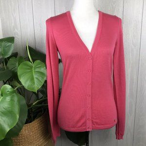 Escada Cardigan Sweater Cashmere Silk Wool V-neck Buttoned Knit Size 34